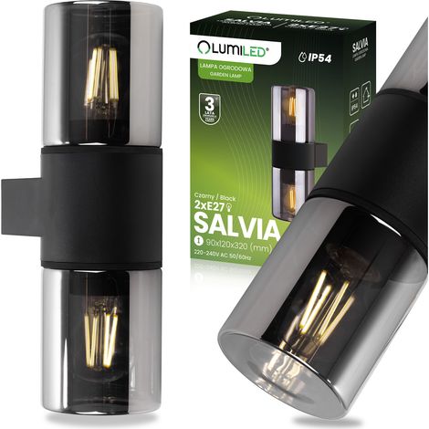 Aplique de pared para jardín, aplique de fachada exterior, 2x E27 salvia lumiled (1/5)
