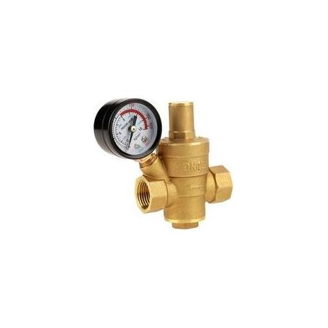 DN15 réducteur de pression d'Eau, Régulateur de pression Eau en laiton réglable avec Manomètre Applicable à La Maison, Le Bâtiment, L'usine (1/5)