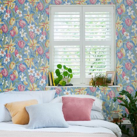 Papier peint intissé Laura Ashley Tulips China 1005 x 52cm Bleu (1/5)