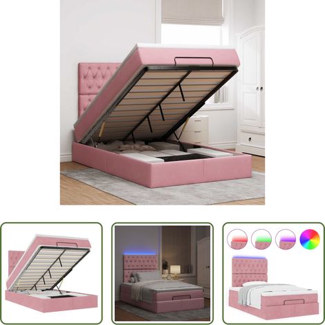 vidaXL Estructura de cama otomana colchones terciopelo rosa 120x200cm (1/5)