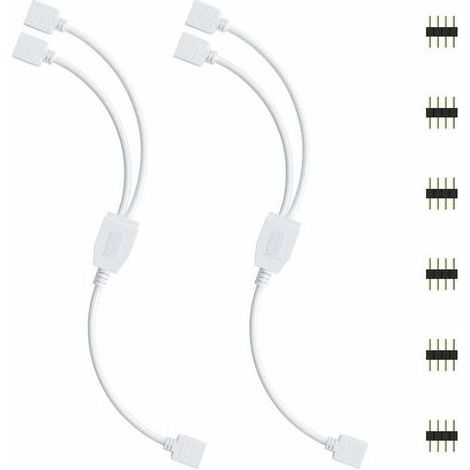 Kit de connecteurs pour ruban LED, 2pcs Séparateur de Bande LED 4 Broches 1 à 2 Câble Diviseur Connecteur à 4 Broches pour ruban LED RVB 5050 3528 2835 Accessoires de DIY (1/5)
