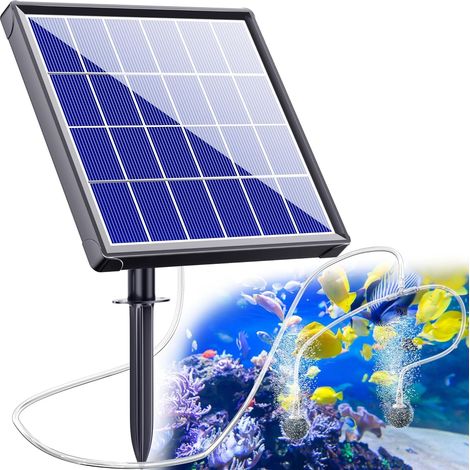 Biling Teichbelüfter Sauerstoffpumpe für Teich Solar, 2,5W Solar Teichbelüfter Sauerstoffpumpe Air Aquarium mit Akk, Sauerstoff Teich Belüftungspumpe 3 Modi 2 Luftsteine für Gartenteich, Angeln (1/5)