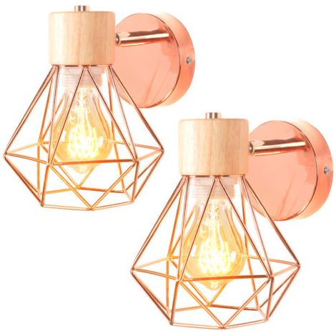 royaluxe- 2PCS Applique Murale Rétro 15CM Lampe Murale Moderne Applique Murale D'Intérieur En Métal, Angle Réglable, Or Rose, Pour Chambre À Coucher, Bureau