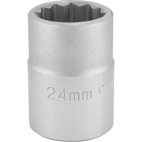 Draper 24mm 12-Point Socket for 3/4-Inch Drive, Bulk Pack, Polished Chrome Finish, Suitable for Metric and Imperial Applications (1/5)
