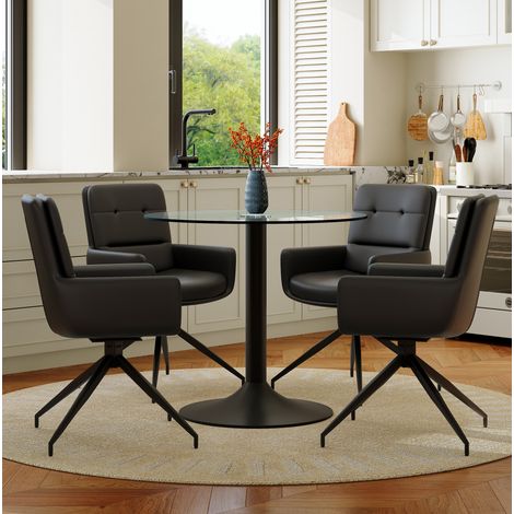 Conjunto mesa comedor redonda y 4 sillas OKMYHOME (1/5)