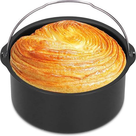 Baril à Gâteau, 7 Inch Plat de Cuisson Antiadhésif pour Friteuse Air Baril Gâteaus Accessoires pour Friteuse Pain Panier de Cuisson Pizza Assiette Pizza Gril Pot Tapis Gâteau Plateau (1/5)