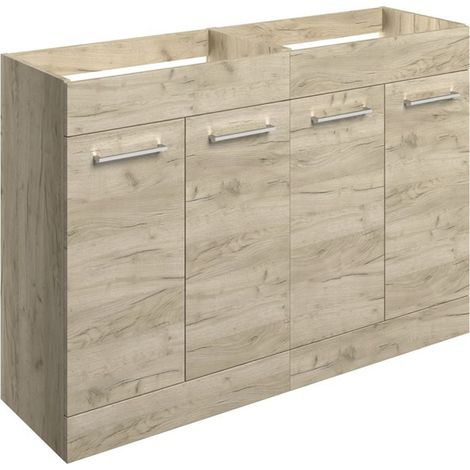 Signature Aalborg Floor Standing 4-Door Vanity Unit 1180mm Wide - Oak (1/3)