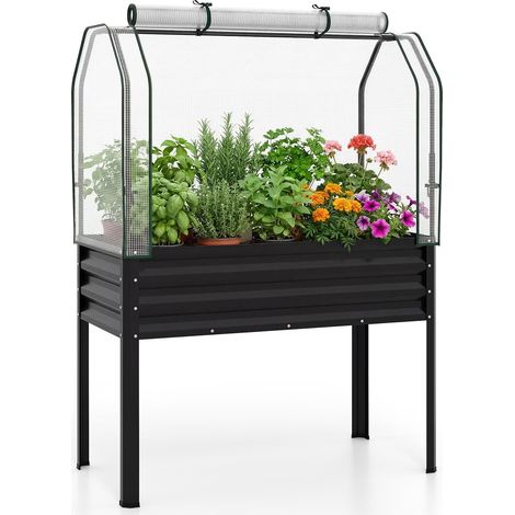 COSTWAY Fioriera Rialzata Rettangolare Letto Da Giardino Orto Rialzato Verticale Da Esterno Serra Aiuola Vasi Per Orto In Metallo Gambe Alto Grande Ergonomico (1/5)