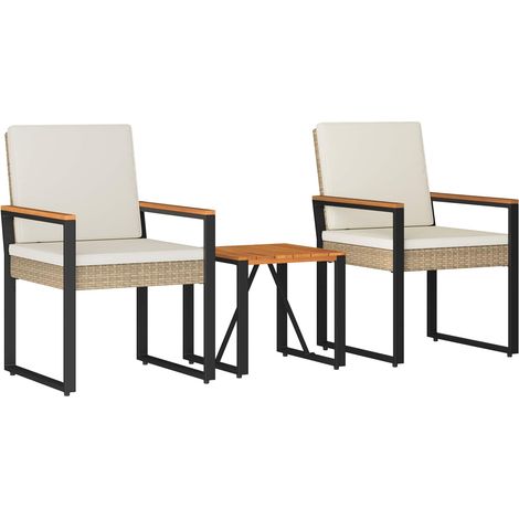 Juego de muebles de exterior 3 pcs Beige y blanco crema vidaXL