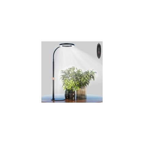 Lámpara LED de cultivo para plantas de interior, lámpara de escritorio de espectro completo, con base, temporizador automático de 3h/9h/12h, regulable, altura ajustable (n-Crezuo)