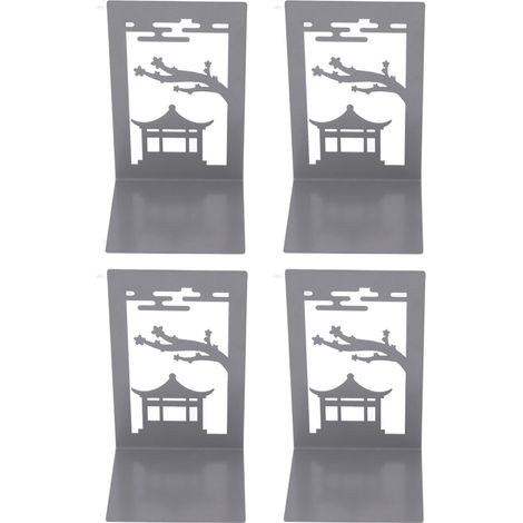 Lot de 4 Serre-livres métal robuste, fin et antidérapant, antistatique, décoratif pour étagère, rangement livres, CD, DVD et tonnelle (1/5)