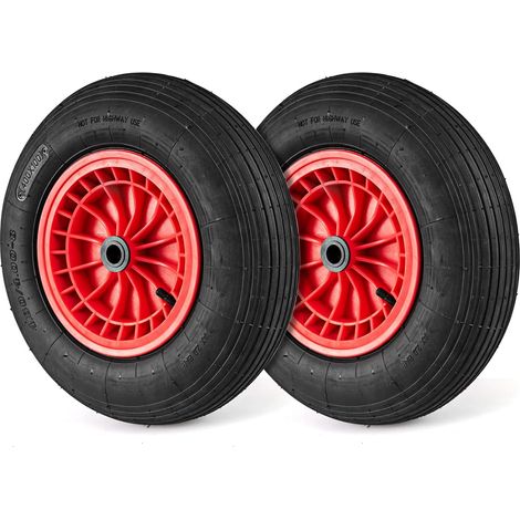 COSTWAY Roue de Brouette 4,80/4,00-8, Pneu en Caoutchouc de 40 CM avec Roulement de 2 CM et Moyeu Centré de 8,8 CM, Roue Increvable pour Remorques de Jardin, Diables, Chariots Utilitaires (2) (1/4)