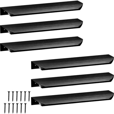 Maniglia per mobili Modern Edge in alluminio nero opaco, 180 mm, 4 pezzi (1/5)