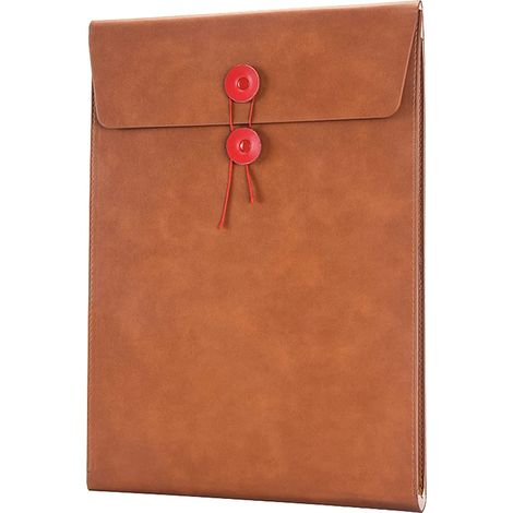 Chemise de classement A4 en cuir PU avec fermeture à cordon et extension de 19 mm (1/5)