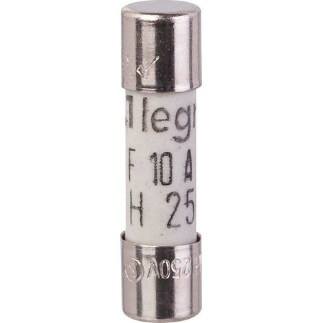 Cartucho de fusible miniatura - cilíndrico - tensión 250 V - 5x20 10A - 10 piezas - Legrand