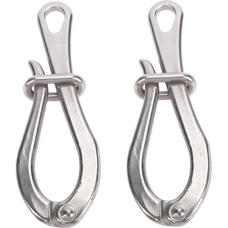 Set of 2 Marine Pressure Shackles in 316 Stainless Steel for Boats, Climbing Loops with Quick Release Ring, Suitable for Rescue Boats, Vessel Safety (1/5)