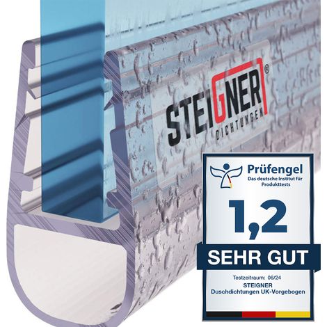 STEIGNER Duschdichtung, 130cm, Glasstärke 3,5/4/ 5 mm, Gerade PVC Ersatzdichtung für Dusche, UK06
