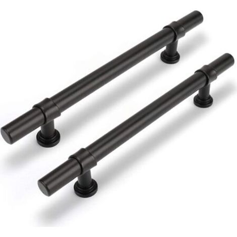 Poignées d'armoire de salle de bain noires, lot de 2 160 mm, poignées de porte d'armoire de style minimaliste moderne (1/4)