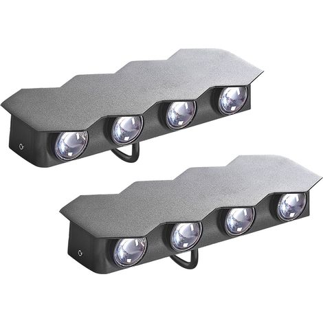 Set de 2 Appliques d'Extérieur LED 21 cm en Métal et Aluminium Verre Moderne Noir Pompton