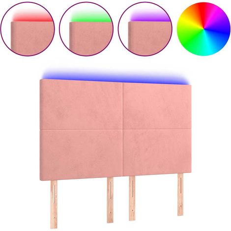 Maison Exclusive - Cabecero con luces LED terciopelo rosa 144x5x1 (1/5)