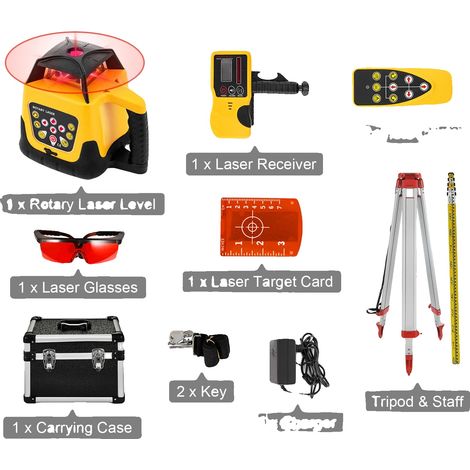Nivel láser rotativo de alta precisión, autonivelante, kit de haz rojo 1 (1/2)