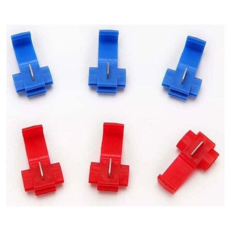 50 Pièces Cosse Electrique Connecteur Rapide, Connecteur Dérivation Auto-Dénudants Rapide, Scotch Verrouillage Connecteurs (25 Pièces Rouge, 25 Pièces Bleu) (1/5)
