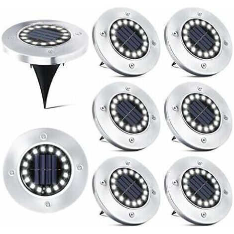 BUNTHAUS 8 Pièces 16 LED Lampe Solaire Extérieur, Spot Solaire Jardin Encastrable Lumière IP65 Etanche Lampadaire pour Passerelle Chemin Terrasse Cour Souterraine Encastrer Pelouse, Blanc Froid
