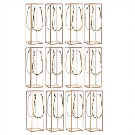 Boîte cadeau en plastique transparente avec liseré doré, lot de 12, idéale pour emballage et présentation de cadeaux, robuste et élégante. (1/5)
