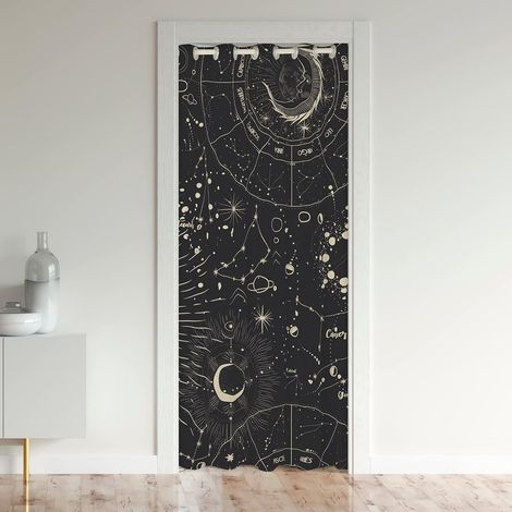 Jour Mois Rideau de Porte 86x203cm Boho Exotique Rideaux Interieur Salon Chambre pour Chambre Salon Rideaux Exterieur d'entrée Système Solaire Galaxie Astrologie Space Rideau Occultant Rideaux - 86L X (1/5)