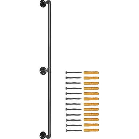 Garde-corps d'escalier en tube d'acier, 121,9 cm, capacité de charge 199,6 kg, avec supports muraux, coins arrondis. (1/5)
