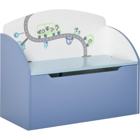 CASSAPANCA BAULE PORTAGIOCHI PANCA IN LEGNO BLU PER BAMBINI 3-8 ANNI (1/5)