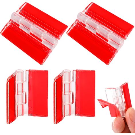 4er-Pack transparente Klavierscharniere aus Kunststoff, selbstklebende Schrankscharniere, 65 x 40 mm
