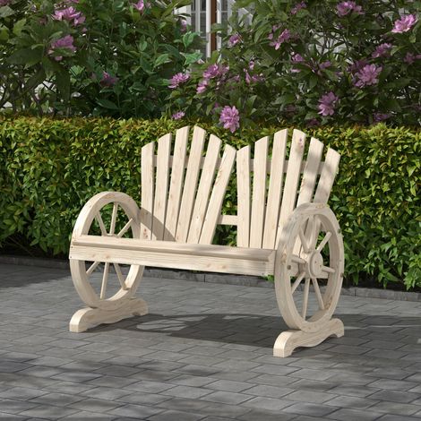 Banco de jardín de 2 plazas (108x66x95 cm), respaldo curvado, acabado de madera carbonizada, madera, color madera natural (1/5)
