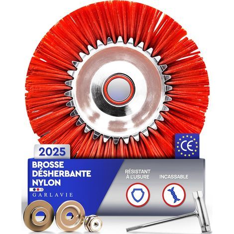 - Freischneiderkopf - Nylonbürste - Reinigung empfindlicher Oberflächen - Kompatibel mit Elektro- und Thermogeräten - Für Terrassen und Pflaster - Schwarz - 25,4 cm (1/5)