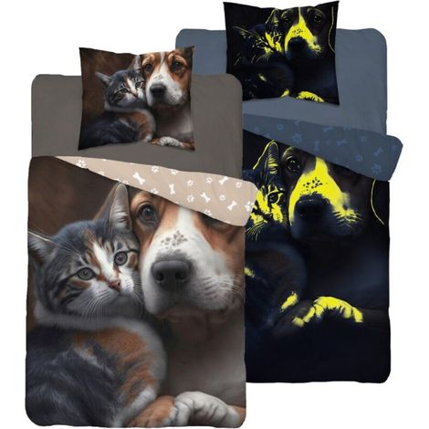 Parure de lit phosphorescente 160x200 pour chat et chien (1/5)