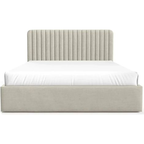 JEANNE - Lit coffre tissu velours 160x200cm - Beige (1/5)