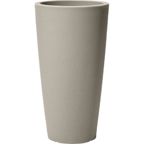 Step2 Tremont Pot de Fleur - Rond et Grand - Béton  38,1 x 38,1 x 71,1 cm  Jardinière Balcon Léger et Facile à déplacer - Plastique rotomoulé