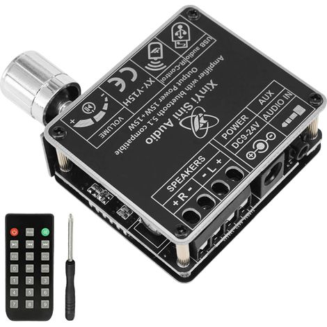 Amplificateur Bluetooth: HiFi Stéréo, Amplificateur Audio 2 Canaux 2X50W, Module D'amplification Numérique Mini Fin Avec Télécommande Pour Home Cinéma Et Haut-Parleurs DIY (Noir) (1/5)