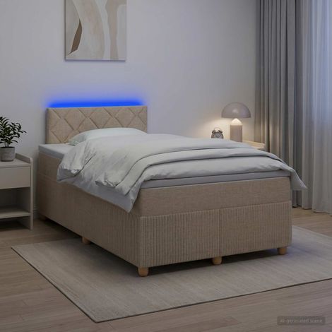 vidaXL Lit boxspring avec matelas Crème 120 x 190 cm Tissu (1/5)