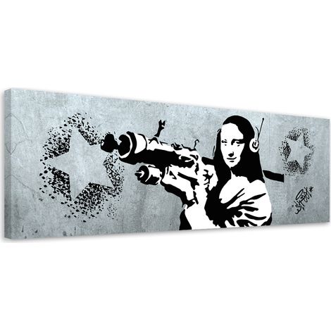 Tableau sur toile Banksy Mona Lisa et le Bazooka 90x30 (1/5)