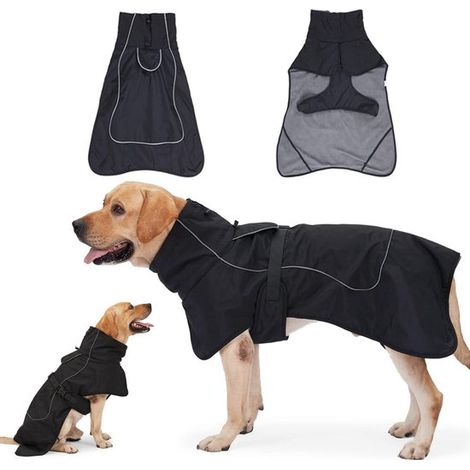 Cappotto per cani, cappotto caldo per cani, cappotto riflettente per cani con collo in pelliccia, lunghezza schiena 45 cm, per cani di peso compreso tra 22 e 30 kg, cappotto invernale (1/5)