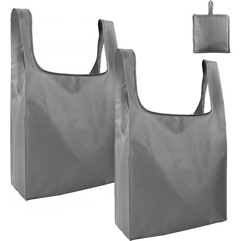 Sac Réutilisable - Sac Épicerie Pliable Grand Volume avec Poche Intégrée - Pour Courses Cuisine Voyage Stockage - 2 Pièces (1/5)
