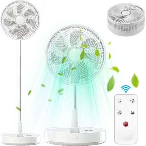 Ventilador oscilante de 30 cm – Control remoto, batería de 10800 mAh, altura ajustable, 8 velocidades, funcionamiento silencioso, temporizador – Hogar, dormitorio, viajes, oficina, tienda de campaña