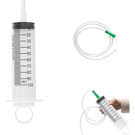 100ml Plastique Seringue, Avec Tuyau, Grande Seringue, Pour Laboratoires Scientifiques, Mesure De Liquide, Arrosage De Jardin, Industrie (Sans Aiguille) (1/5)