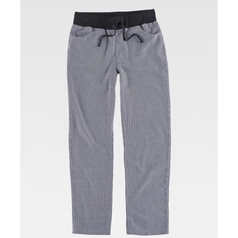 Pantalón unisex en tejido de pata de gallo clásica B5925 3XL Negro+Blanco