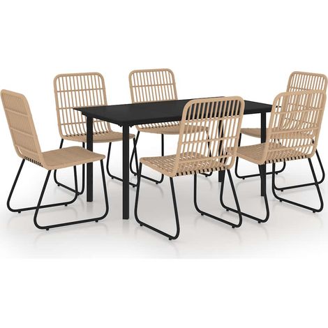 Maison Exclusive - Set da Pranzo da Giardino 7 pz in Polyrattan e Vetro (1/5)