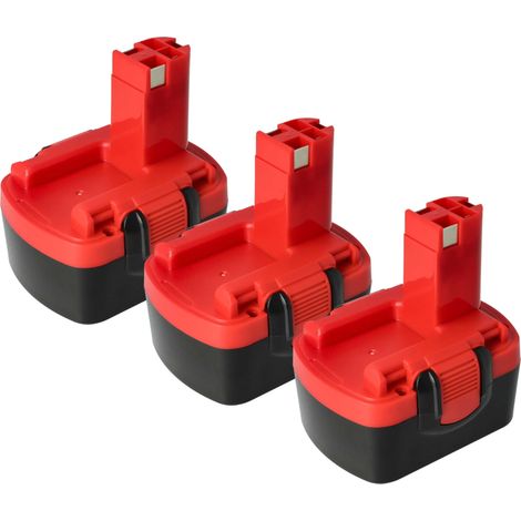 vhbw 3x Batterie compatible avec Bosch PAG 14.4V, PDR 14.4V/N, PLI 14, PSB 14, PSB 14.4V, PKS 14.4V outil électrique (1500 mAh, NiMH, 14,4 V)