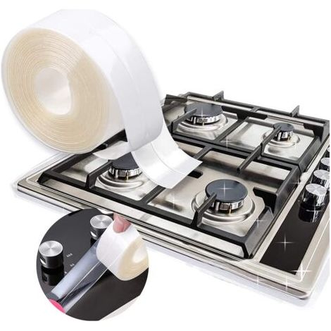 Ruban D'étanchéité étanche et Résistant à la Moisissure Auto-adhésif en PVC Transparent, Joint Ruban D'étanchéité pour Baignoire Salle de Bain Toilettes évier de Cuisine(2PCS) (1/4)