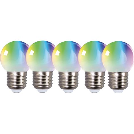 Pack de 5 Ampoules Sphériques LED RVB 0,8W - 50LM en Plastique, Culot E27 pour Guirlandes Guinguettess- TIBELEC (1/3)