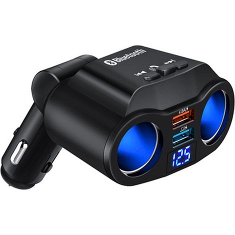 Dual USB 4.8A Rotary Digital Display Car Charger, 1-to-4 Bluetooth FM Receiver, Car Music USB Flash Drive Accessories -- 4.8A Bluetooth Bare Unit (1/4)